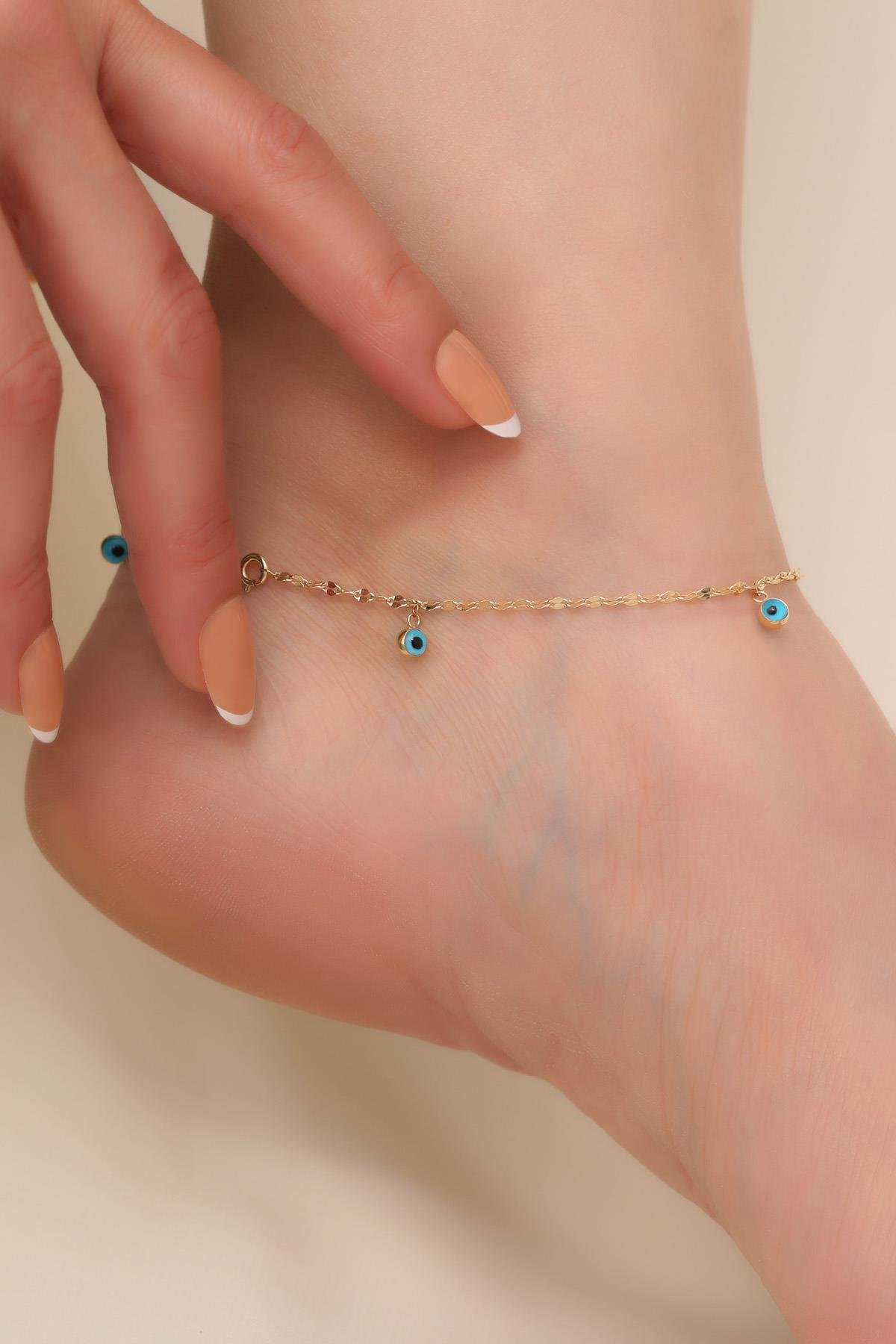 GOLD KAPLAMA NAZAR GÖZLÜ GÜMÜŞ HALHAL